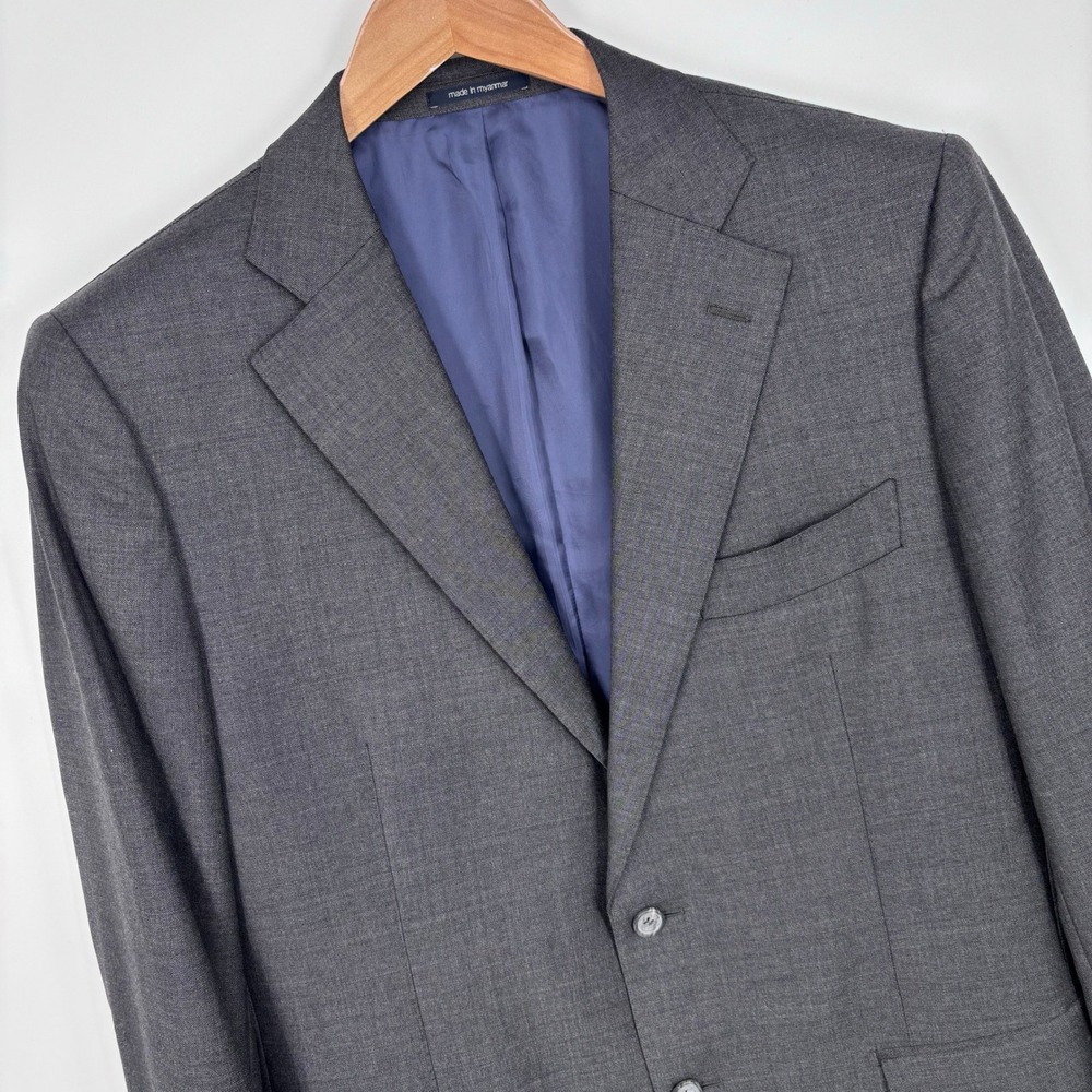 Suitsupply Lazio Slim Suit Jacket Blazer Mens 46L Grey Wool Super 110s Canonico